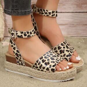 Leopard Espadrille Sandals